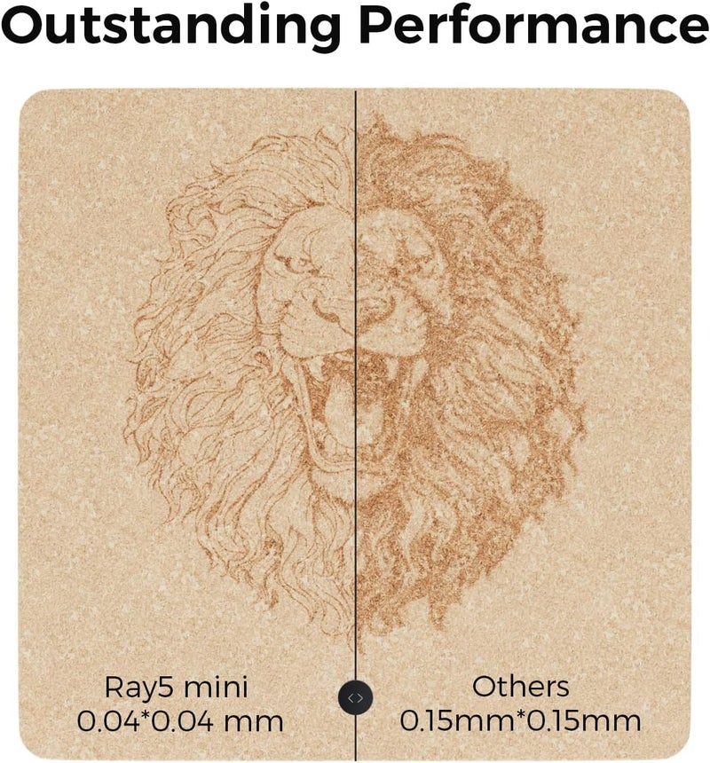 LONGER راي5 ميني 2.5 واط ليزر إنغرافر، سرعة عالية 32 بت 12000 مم/دقيقة، نقطة مضغوطة 0.04 مم، تحكم عبر تطبيق واي فاي، منطقة نقش 130×140 مم، نقش غير متصل، حماية للعين للأخشاب، الأكريليك، المعادن - Image 4